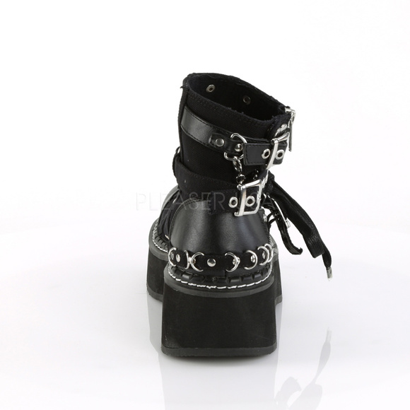 Gothic Platform Studded Buckle Lace Up Ankle Boots - Picture 4 of 5